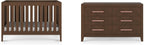 Child Craft Kieran Crib and Dresser Nursery Set, 2-Piece, Includes 3-in-1 Convertible Crib and 3-Drawer Dresser, Grows with Your Baby (Toasted Chestnut)