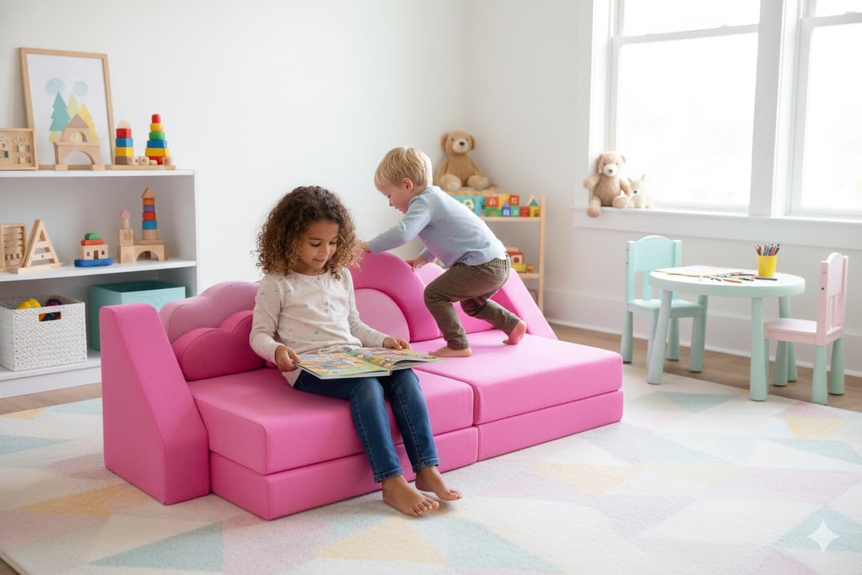 PlayFlex™ Kids Modular Sofa -Children Imaginative Play Couch (Hot Pink)