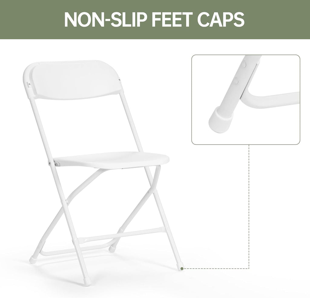 100 PCS Plastic Folding Chair, Portable Commercial Chair, Heavy-Duty Plastic Folding Chairs, Folding Chair with 350 LB Capacity for Wedding Party Outdoor Indoor White