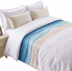 Bed Runner Scarf for Cal.King Size Bed, Navy Blue Coastal Beds Scarf Throws for Foot of Bedding, Waves Summer Beach Ocean Sea Decorative Beds Runners for Bedroom Guestroom, 102"x20"
