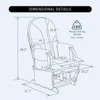 Natural Wood Glider Rocker Chair, Silent Smooth Gliding Nursery Rocking Chair with Solid Hardwood Base, Safety Design, Comfy Cushion for Baby Feeding, Nursery, Living Room, Bedroom, Blue