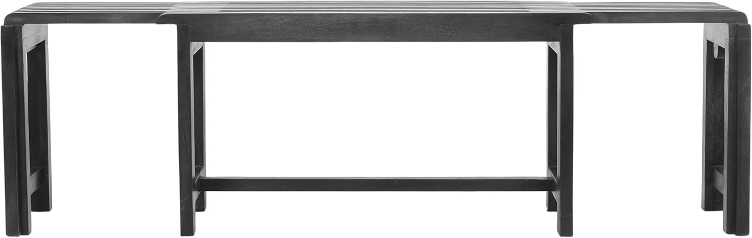 Jofran Global Archive Bradford Extendable Solid Mango Wood Bench, Mid-Century Accent Bench for Living Room Entryway, Grey