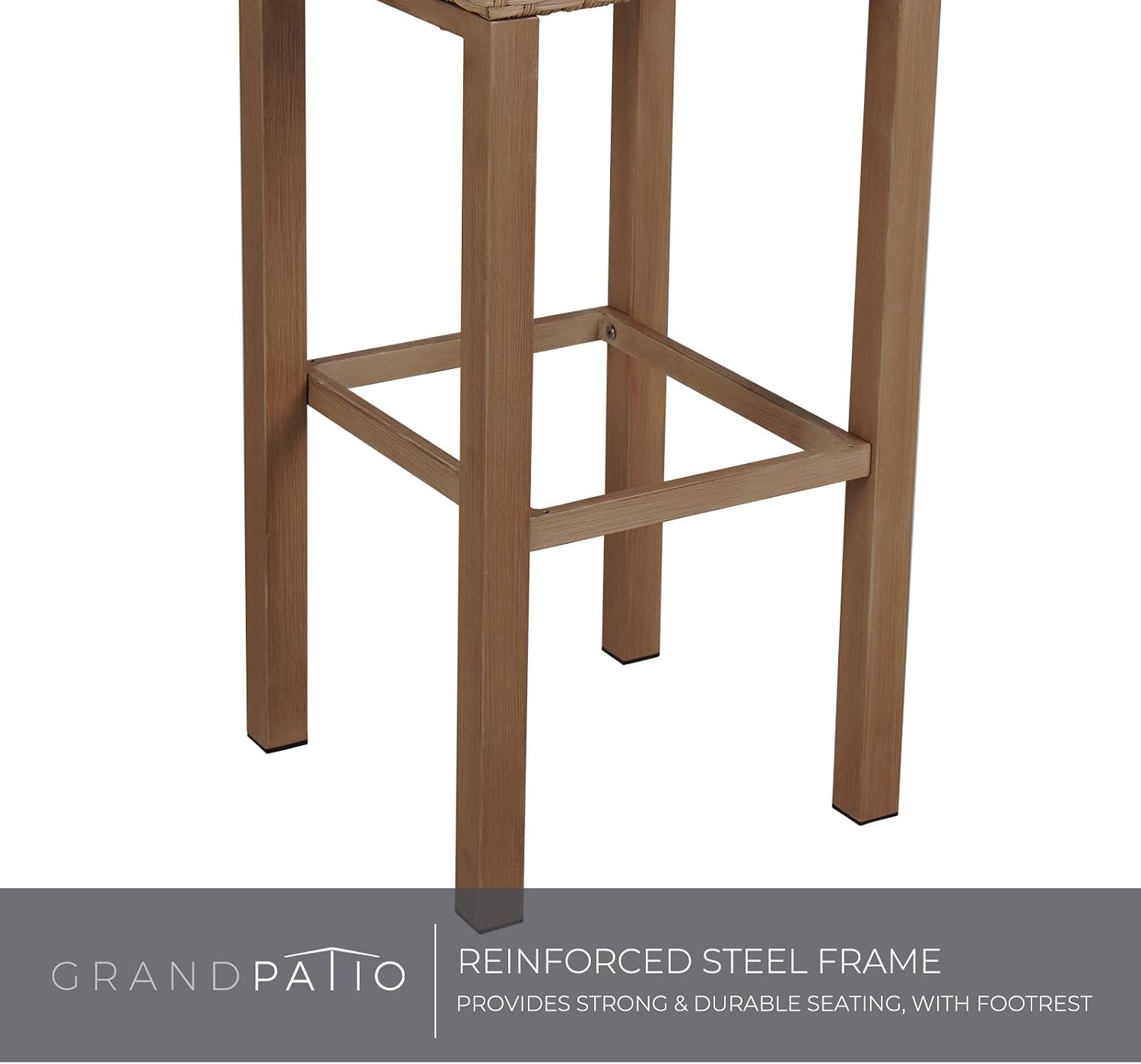 Grand patio 2 Piece Outdoor Tropical Paradise Tiki Bars Stools, Phuket Islander Tiki Bar 2 Stools for Garden Patio, Natural