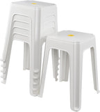 6-Pack White Stack Stools, Stacking Set-Stackable Nesting Stools/Chairs for Home, Office, Classrooms