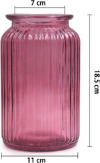 OFFIDIX Glass Vase,7.3 * 4.3in Vertical Line Geometric Faceted Design Flower Vase
