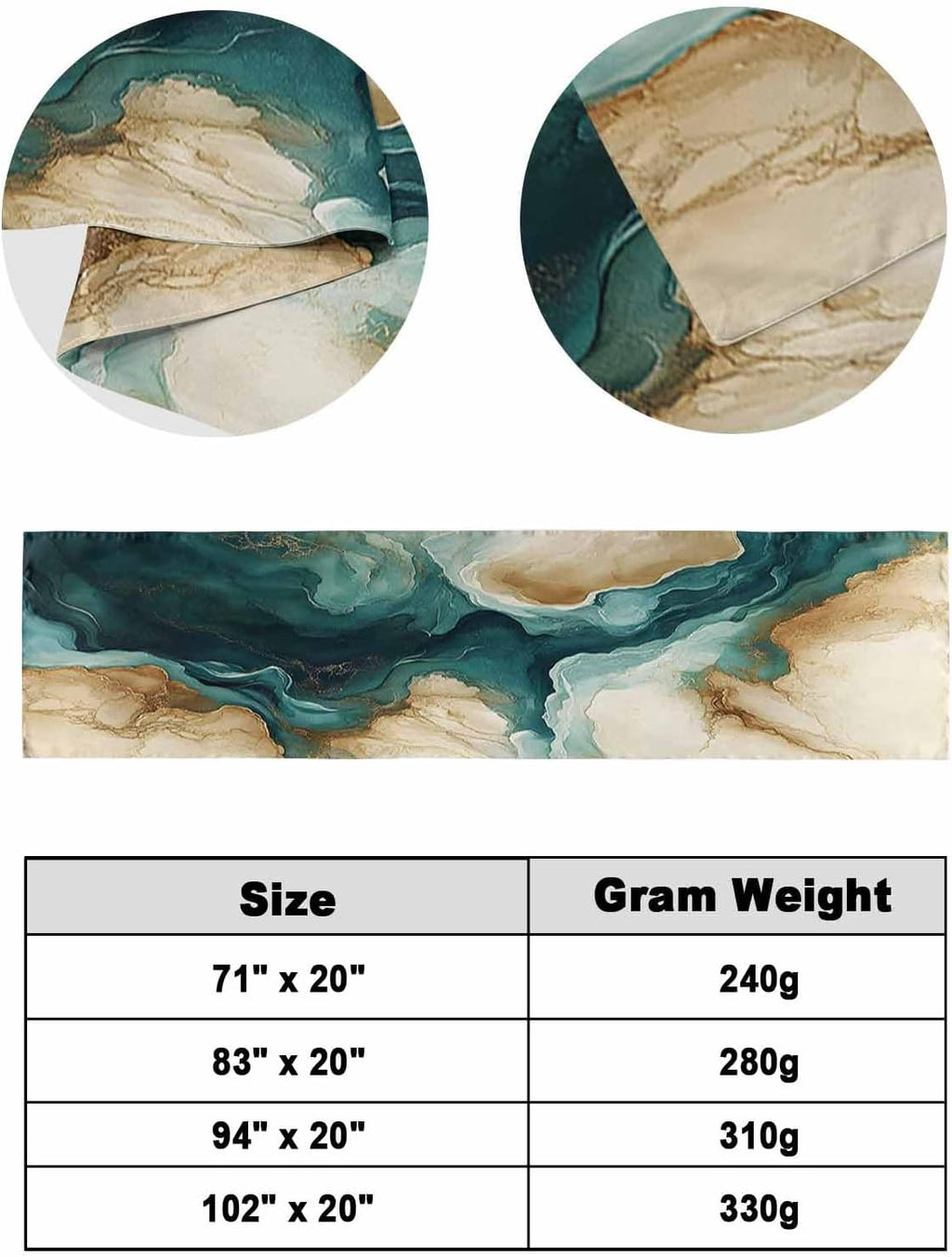 Teal Brown Bed Runners for Queen Size Beds, Decorative Bed Throws for Foot of Beds, Luxury Bedding Protector Slipcover Retro Contemporary Abstract Art Bedrunners & Scarves for Bedroom Hotel, 94"x20"