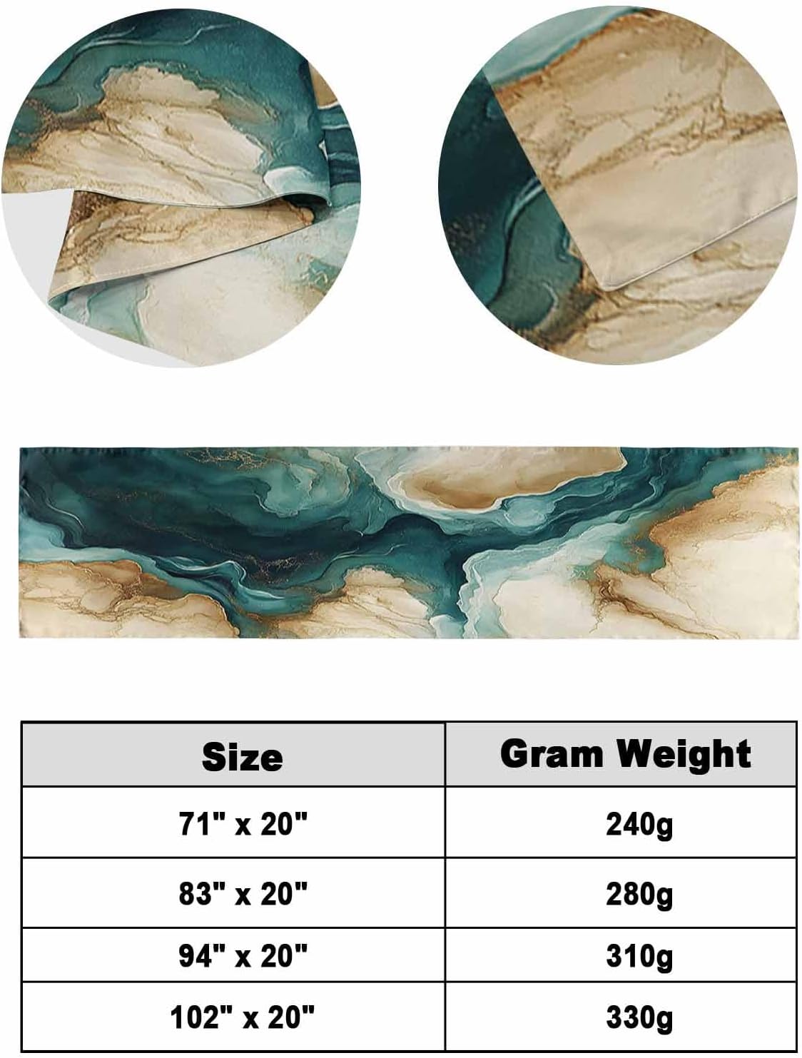 Teal Brown Bed Runners for Queen Size Beds, Decorative Bed Throws for Foot of Beds, Luxury Bedding Protector Slipcover Retro Contemporary Abstract Art Bedrunners & Scarves for Bedroom Hotel, 94"x20"
