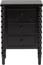 Baxton Studio Malinda Classic Black Wood 3-Drawer End Table with Spindle Legs