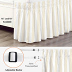 Cream Striped Bed Skirt King Size Bed Skirting 16 Inch Drop Adjustable Elastic Dust Ruffles Wrap Around Bedskirt Pleated Modern Farmhouse Cream White Stripes Bedding Frame Cover for King Size Dorm