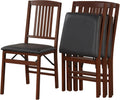 POWERSTONE Folding Dining Chairs Set of 4, Space Saving Foldable Kitchen Chairs with Padded Seat, Slatted Backrest, Solid Wood Frame, No Assembly for Dining Room Apartment Small Spaces
