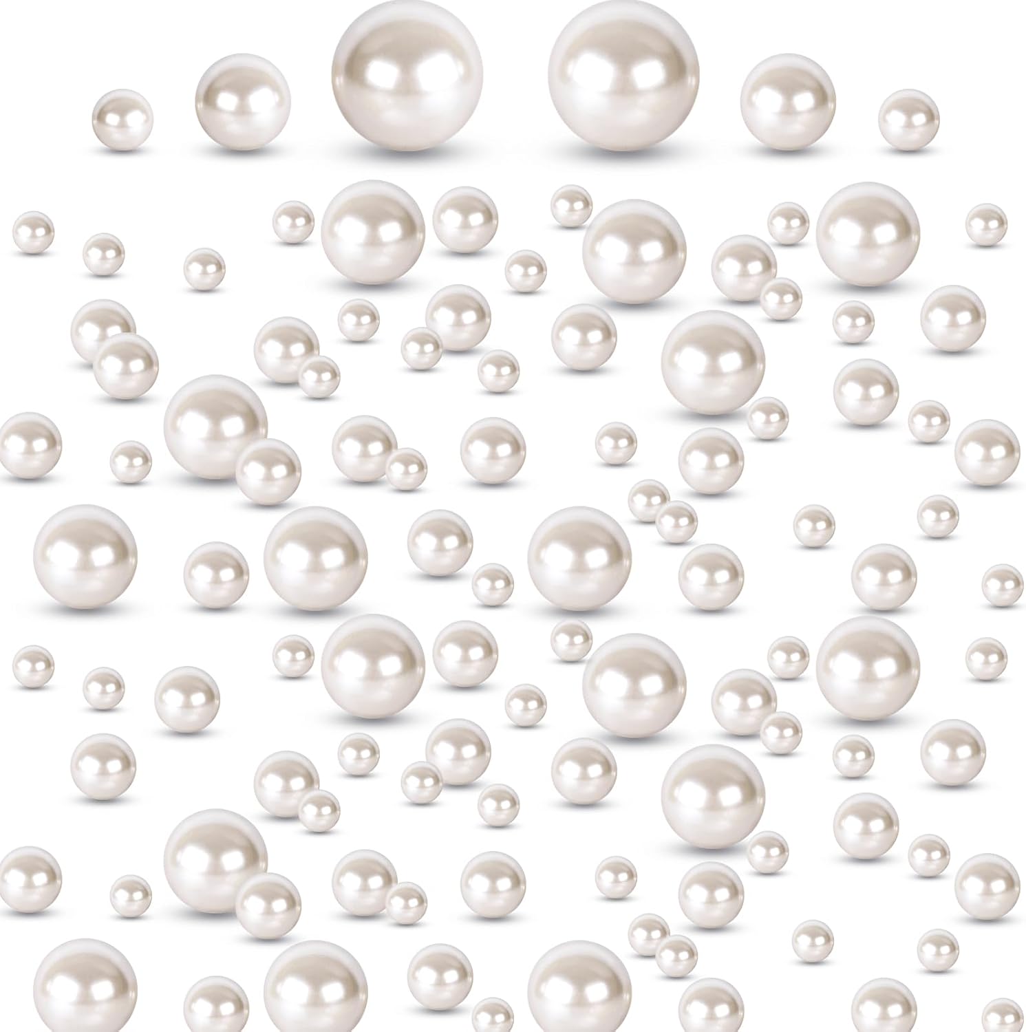 FUTUREPLUSX 200PCS No Hole Pearl Beads, Ivory Pearls for Vase Filler, Floating Candle Decorations, Wedding Party Table Centerpieces & DIY Crafts Decor