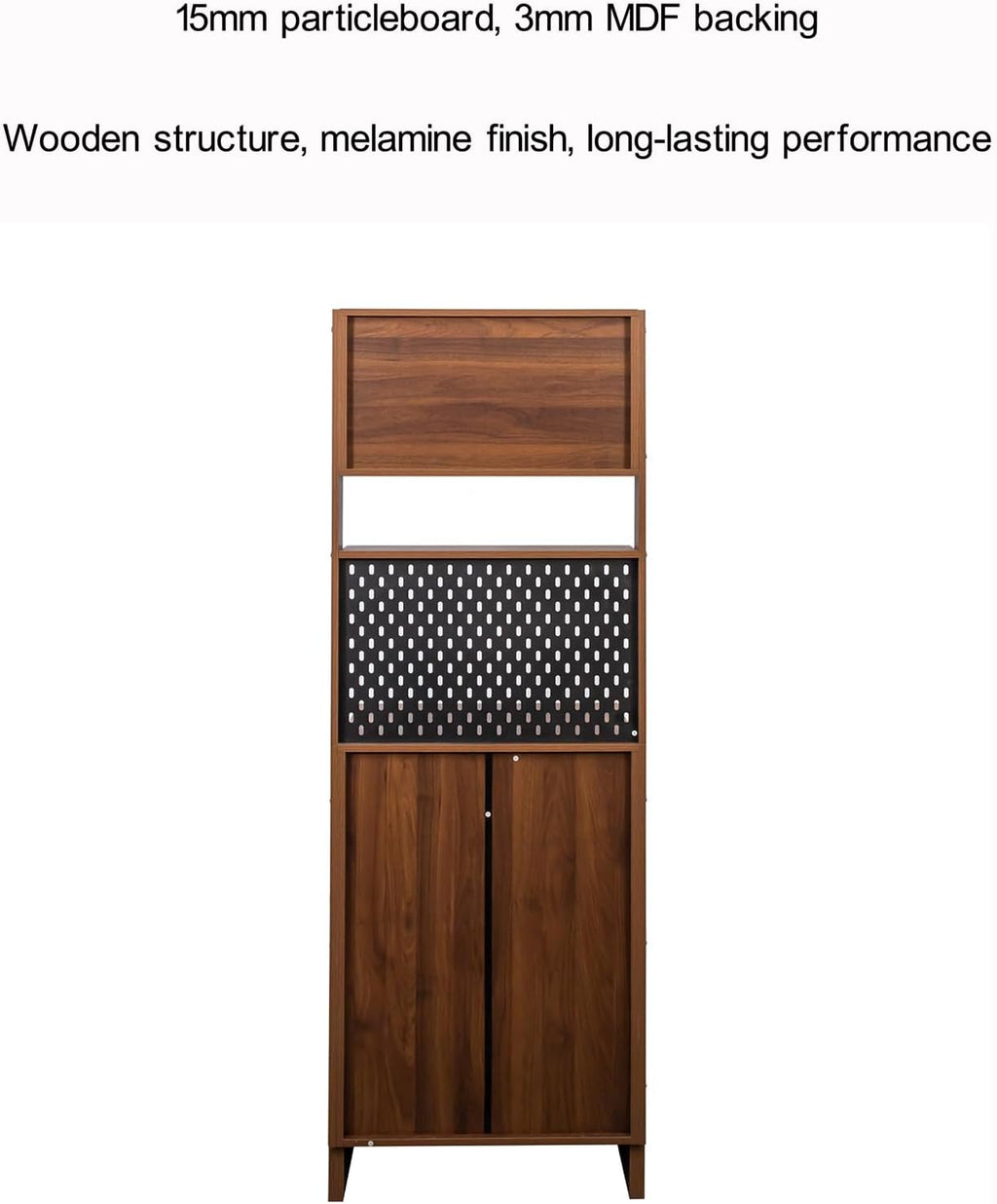 70.87" Freestanding Kitchen Sideboard, Sideboard Storage Cabinet with 2 Sliding Striped Glass Doors for Bottles, Wine, Coffee Maker, Microwave and More, Walnut