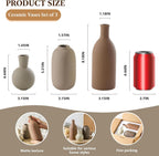 Modern Ceramic Vase Set, Neutral Decorative Vases for Home Decor, Small Flower Pottery Vase Sets for Pampas Grass Dried Flowers, for Happy Birthday Gifts, Self Care Gift