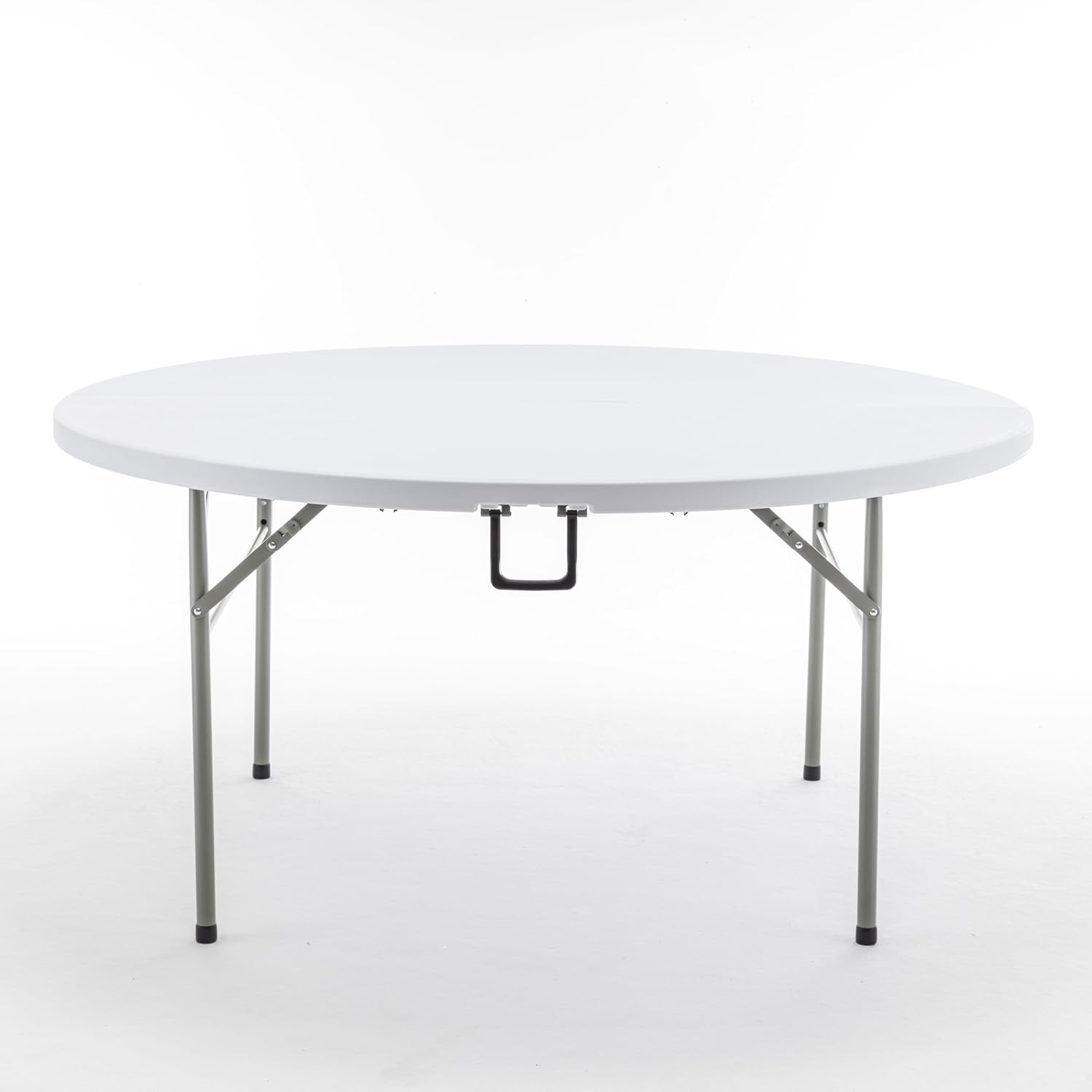 BTEXPERT 60 Inch Round Plastic Folding Table, Commercial Grade, Seats 8-10, Indoor Outdoor Banquet Wedding Party Event Dining White