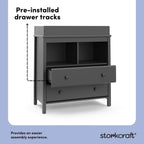 Storkcraft Alpine 2 Drawer Changing Table Chest, Gray | GREENGUARD Gold Certified, Dresser for Nursery, Changing Table with Drawers, Removable Changing Table Topper