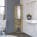 Farmhouse Rustic Corner Cabinet, Storage Locker 3-Tier Shelf with Glass Rack,for Kitchen Home