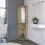 Farmhouse Rustic Corner Cabinet, Storage Locker 3-Tier Shelf with Glass Rack,for Kitchen Home