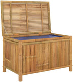 Bamboo Patio Storage Box with Slats, 35.4x20.5x21.7 Inch Outdoor Storage Bench for Garden Cushions and Tools, Versatile Indoor Use