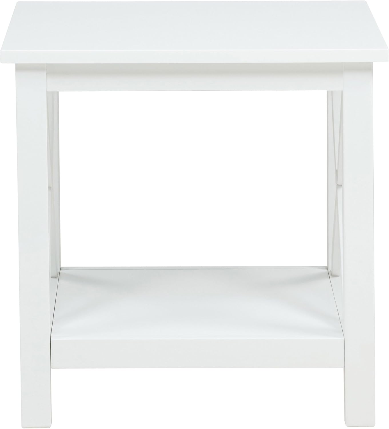 Coaster Home Furnishings - Skyview - Wood - Square End Table with Open Shelf, X-Frame Base and Coastal Style - Living Room - 20-Inch - White - 722087