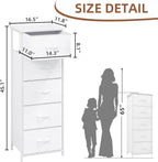 Somdot Tall Dresser for Bedroom, 5 Drawer Storage Cabinet, White | Fabric Dresser with Removable Bins, Steel Frame, Wood Top Home Furniture, Closet Organizer, Nursery, Dorm, Entryway Storage