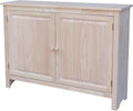 Solid Wood Hall Cupboard - 34" H, Unfinished