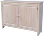Solid Wood Hall Cupboard - 34" H, Unfinished