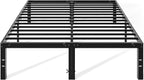 OLIXIS Metal Queen Bed Frame - 14in High with Storage Space, No Box Spring Needed with Sturdy Steel Slat Support, 2200LBS Heavy Duty for Easy Assembly, Black for Bedroom