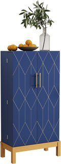 ARTPOWER 45'' Kitchen Pantry Cabinet, 4 - Layer Storage Cupboard with Adjustable Shelves for Storage Cabinet Pantry, Food Pantry Cabinet for Kitchen, Dining Room and Living Room,Gold Legs, Blue