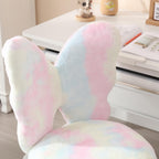 Kmax Kids Desk Chair, Faux Fur Butterfly Chair with Wheels Adjustable Cute Swivel Kids Office Chair for Bedroom Reading Room - Colorful