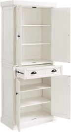 Maykoosh Kitchen Pantry Cabinet - Large Storage, Adjustable Shelves, Distressed White