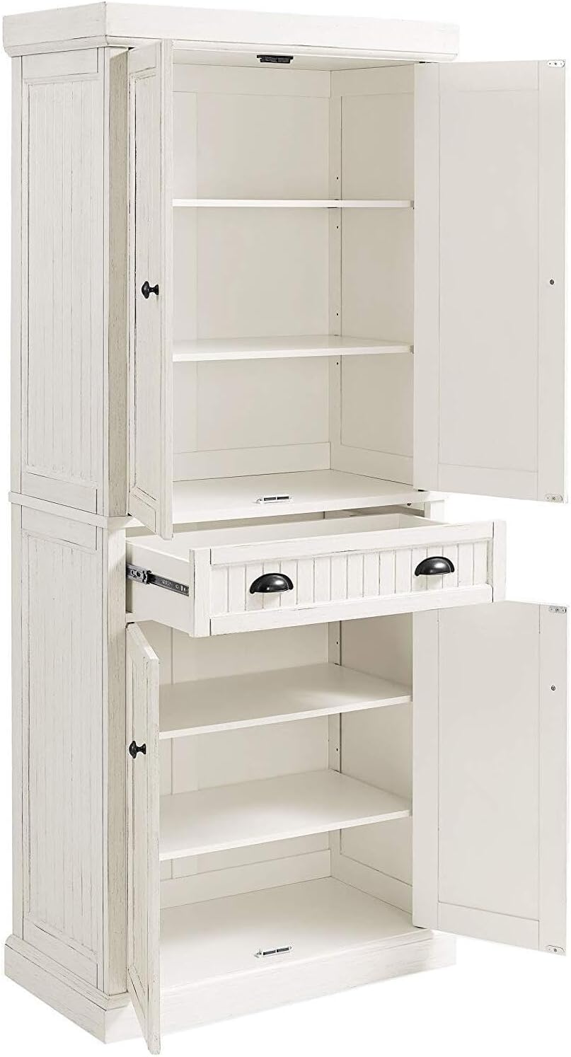 Maykoosh Kitchen Pantry Cabinet - Large Storage, Adjustable Shelves, Distressed White