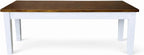 Modern Dining Bench, Dirty Oak/White Finish Solid Rubberwood