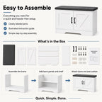 NEWBULIG Shoe Storage Bench for Entryway with Cushion, 27.6IN, White | Shoe Organizer Cabinet with Padded Cushion and Doors, Adjustable Shelves, Shoes Bench for Hallway, Mudroom, Bedroom