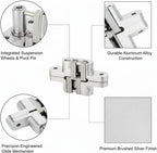 Aluminum Alloy Bi-Fold Door Track and Wheel Kit, Top Mount Hardware for Closet Doors and Room Dividers, Silver Finish