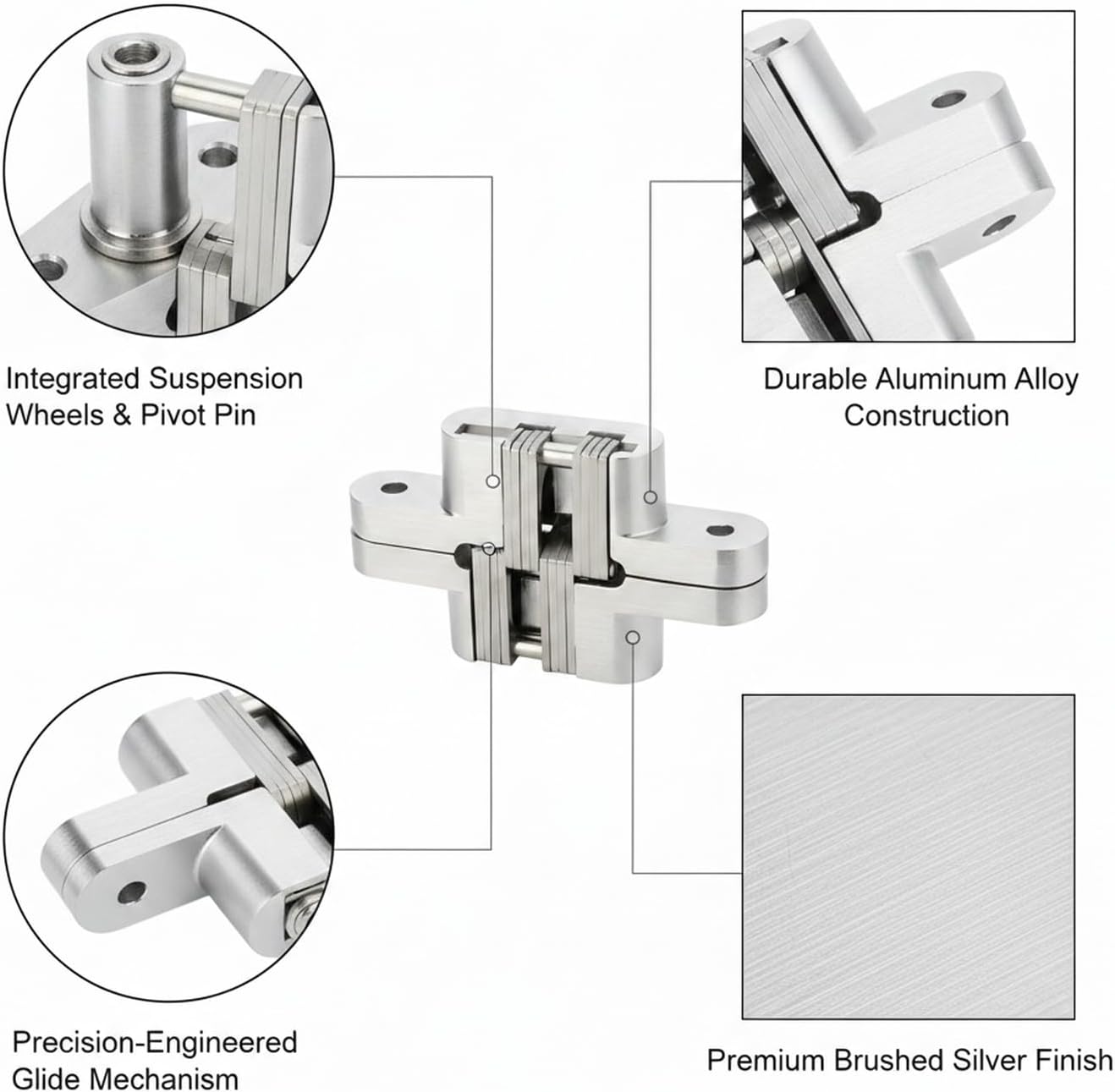 Aluminum Alloy Bi-Fold Door Track and Wheel Kit, Top Mount Hardware for Closet Doors and Room Dividers, Silver Finish