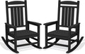 KINGYES Oversized Outdoor Rocking Chair Set of 2, High Density Polyethylene Patio Rocking Chairs with 350lbs Support for Adults,Porch Recliner Rocker, Black