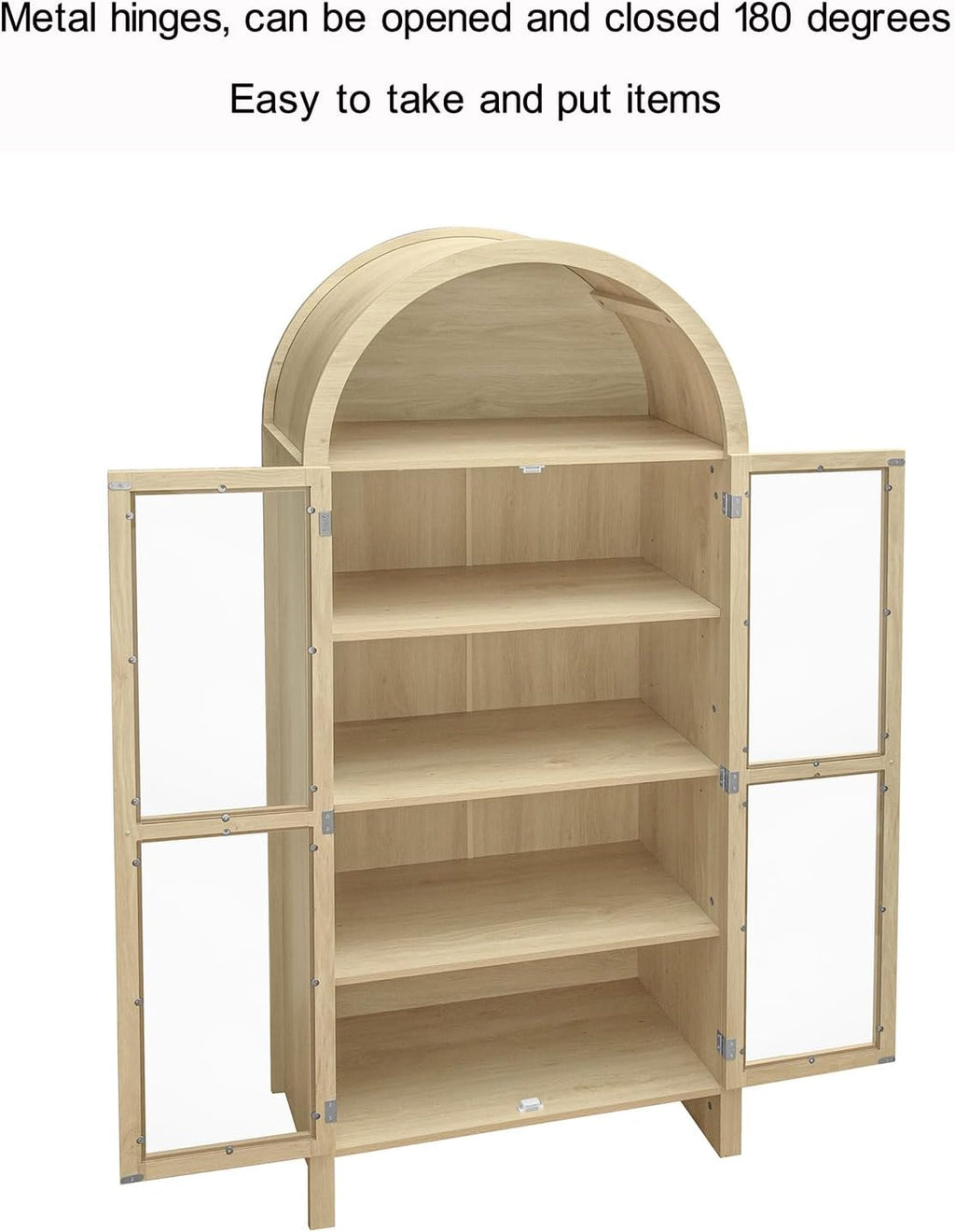 70.28 Inch High Arched Kitchen Pantry, Wooden Kitchen Storage Cabinet with Adjustable Shelves for Dining Room, Living Room, Entryway