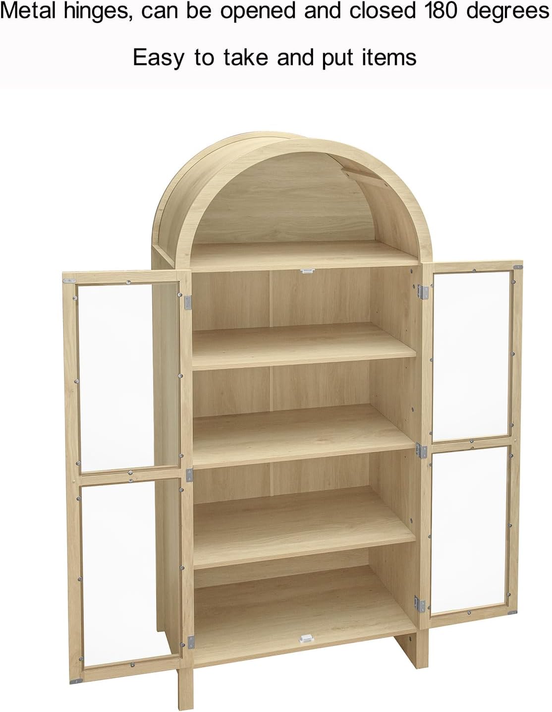 70.28 Inch High Arched Kitchen Pantry, Wooden Kitchen Storage Cabinet with Adjustable Shelves for Dining Room, Living Room, Entryway