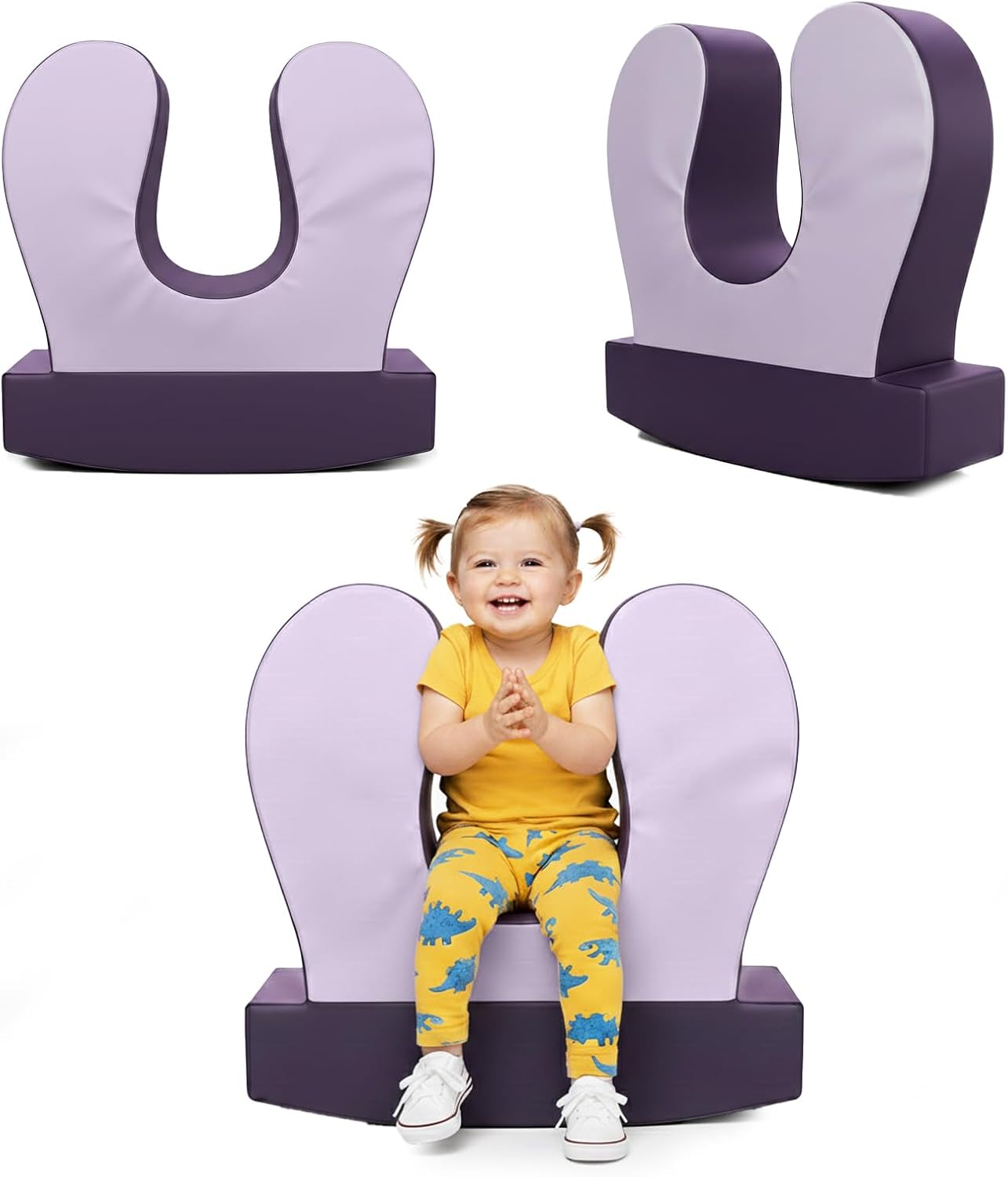 Sensory Chair for Kids, Soft Squeeze, Calming Compression Rocker for Autism ADHD, Emotional Regulation & Focus, Supportive High-Density Foam, Fit for Reading Corner, Playroom, Therapy Room (Purple)