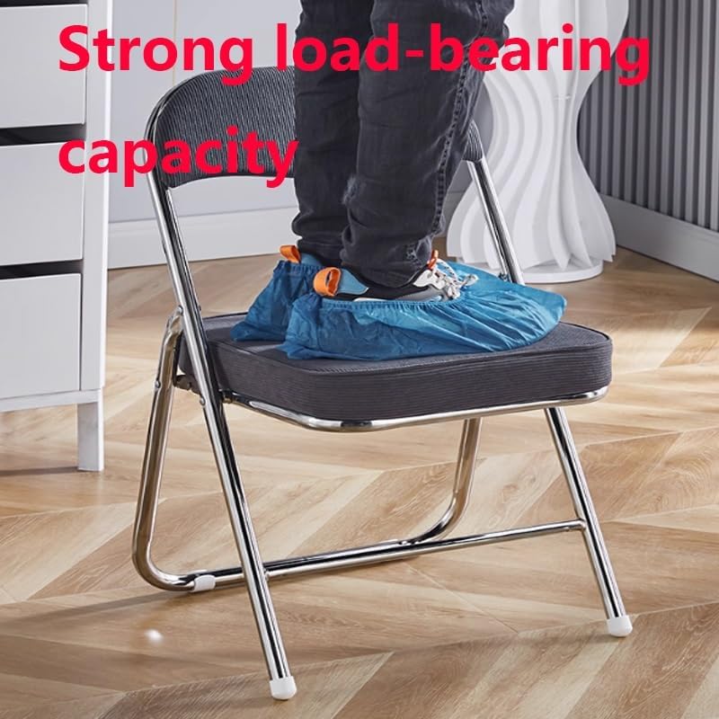 Foldable Chair with Ergonomic Backrest, Comfortable Corduroy Seat, Thick Sponge Cushion, Quick 3-Second Fold for Home Office School, Space-Saving(Pink+Silver)