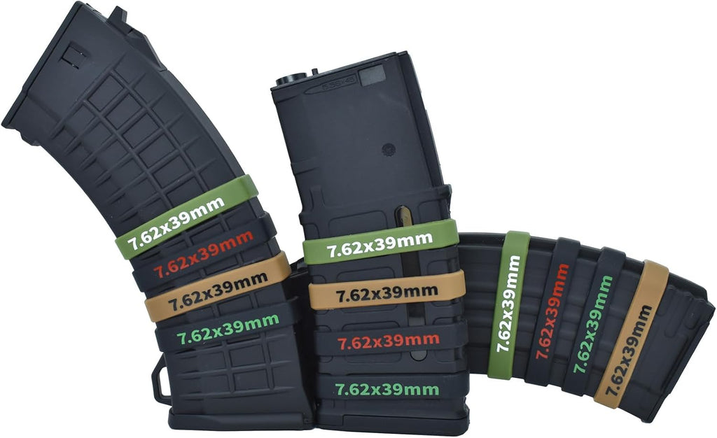 45 Pack Miaozhun Magazine Marking Bands, 5.56 NATO, .300 Blackout, 7.62x39mm Magazine Caliber Identification