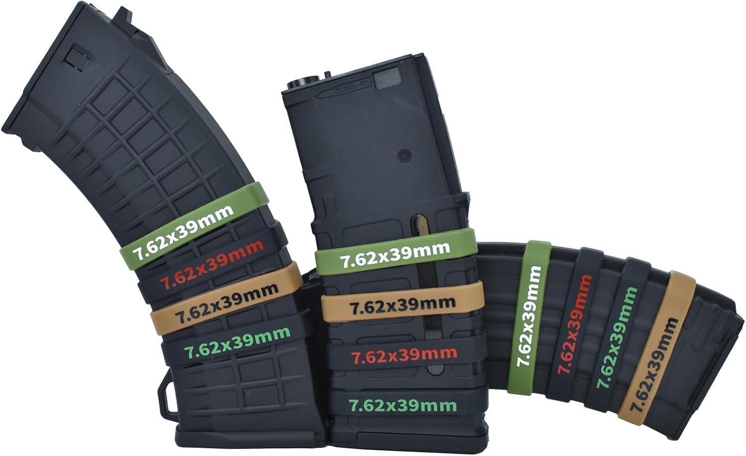 45 Pack Miaozhun Magazine Marking Bands, 5.56 NATO, .300 Blackout, 7.62x39mm Magazine Caliber Identification