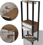 Madesa Kitchen Pantry Storage Rack 27" L with 2 Drawers and Hanging Space Multiuse Cabinet - Black/Brown