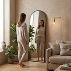 57"x18" Floor Mirror Full Length, Arched Full Length Mirror with Stand, Full Body Mirrors for Bedroom Living Room or Cloakroom Black