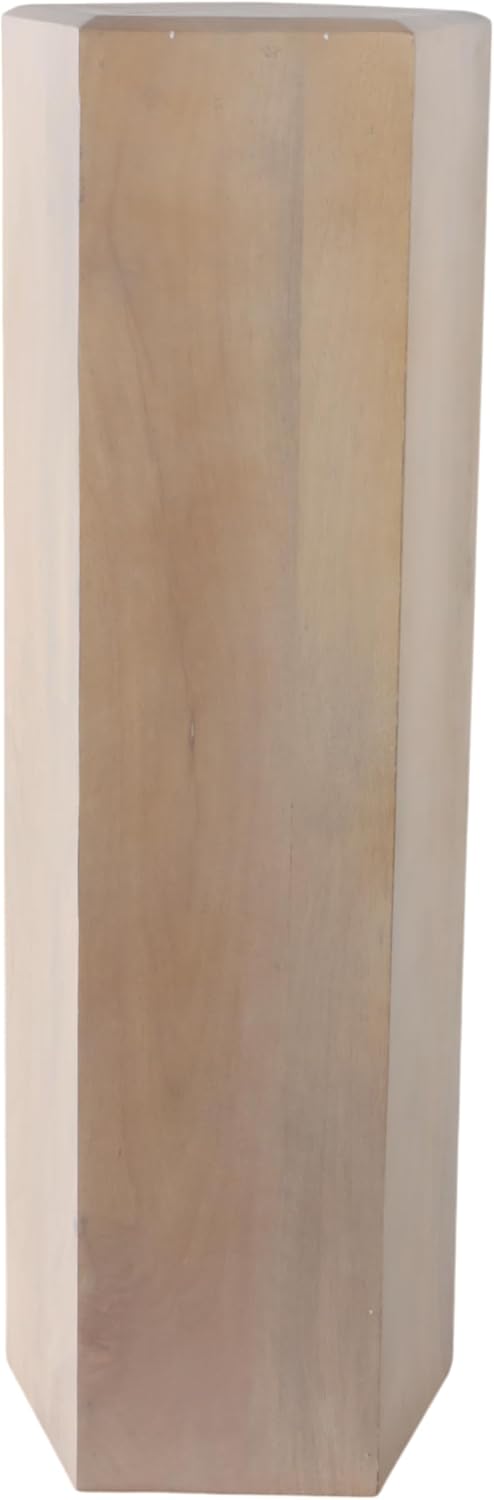 Wood Pedestal End and Side Table for Living Room Decor - Decorative Small Table Stand for Room, Bedroom, or Home Decor Drink Table - Versatile Night Stand or Bedside Table for Small Spaces - 36", Tan