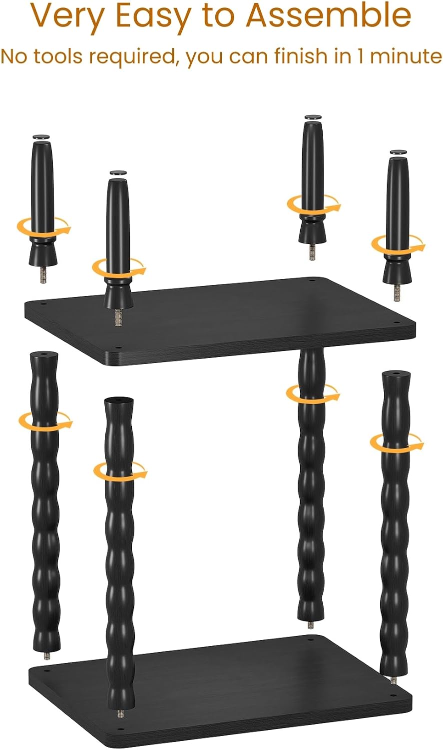 Small Narrow Side Table, Vintage End Table - Skinny Bedside Nightstand for Small Spaces, Couch/Recliner Accent Table for Bedroom Living Room Nursery, No-Tool Assembly (Black)