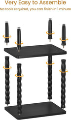 Small Narrow Side Table, Vintage End Table - Skinny Bedside Nightstand for Small Spaces, Couch/Recliner Accent Table for Bedroom Living Room Nursery, No-Tool Assembly (Black)