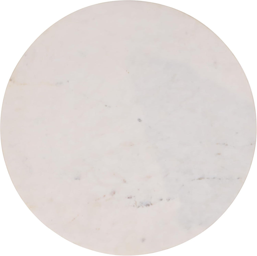 SAFAVIEH Home Collection – Kathony Cream Glass & White Marble Round Top Side Table, Fully Assembled (ACC3220A)