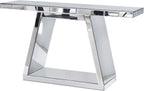 55.9" Full Body Mirror Entryway Table with Trapezoid Base 360° Reflective Console Table, Sturdy Wooden Frame, Scratch Resistant Open Storage for Hallway, Living Room, Staircase