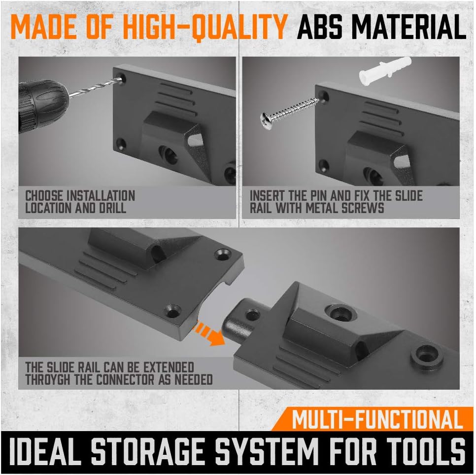 HORUSDY 64 Inch Adjustable Storage System, Wall Mount Tool Organizer, Tool Hangers for Mop and Broom Holder Shovel, Rake, Broom, Mop Holder, Etc (Pack of 2)